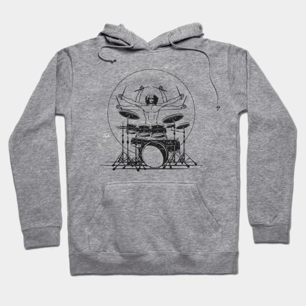 Vitruvian man parody of playing the drums for drummers funny Hoodie by Emart